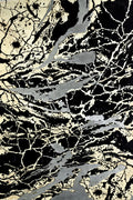 Crackled Void, Black & Pewter Abstract Art Print | Bold Gestural Wall Art — grid