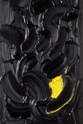 One Citron Stroke, Gestural Abstract Wall Art | Dark Impasto Oil Art Print — grid