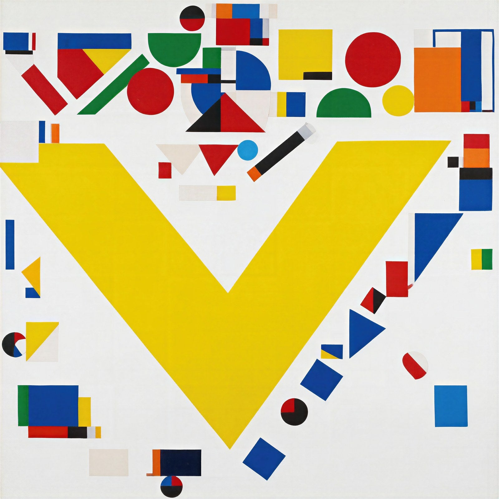 Bauhaus Chevron Art Print, Geometric Wall Art in Primary Colors, Minimalist Abstract — grid