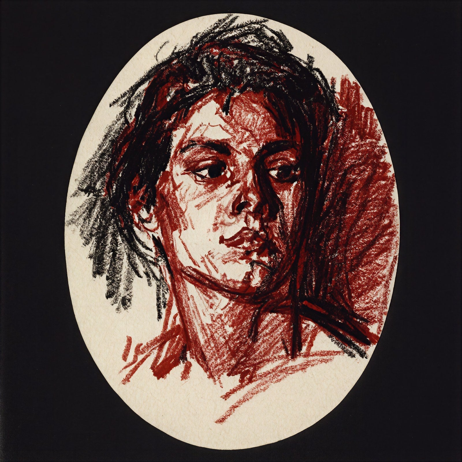 Crumpled Linen on Black, Sanguine Study Art Print | Chiaroscuro Wall Art — grid