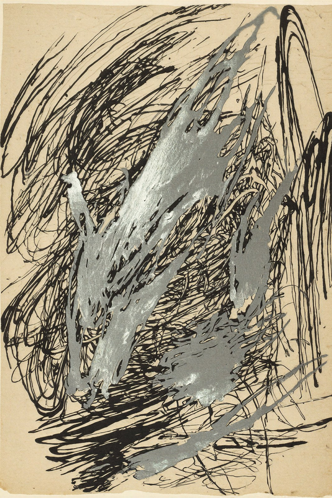 Raw Motion, Gestural Abstract Art Print | Wall Art in Off-Black & Pewter — grid