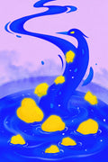 Abstract Heron Wall Art Print | Sapphire, Chartreuse & Lilac | Flowing Bird Art — grid