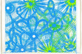 Circuit Radiance, Electric Neon Geometric Art Print | Cyan & Lime Blueprint Wall Art — grid