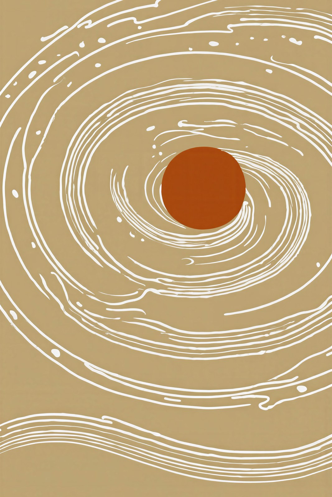 Swirling Sands, Minimalist Continuous Line Art Print | Terracotta & Bone White Wall Art — grid