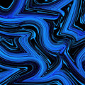Flow Field Calligraphy Wall Art Print, Navy Blue & Cyan on Black, Generative Line Art, Dark Decor — grid
