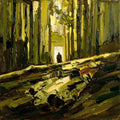 Cathedral Forest Light Art Print, Impasto Oil Style, Contre-Jour Nature Wall Art — grid