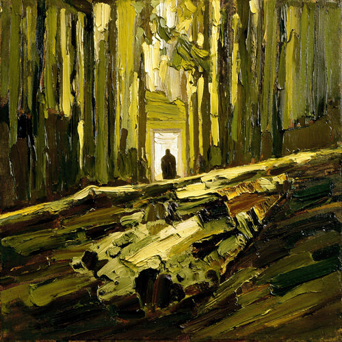 Cathedral Forest Light Art Print, Impasto Oil Style, Contre-Jour Nature Wall Art — grid