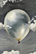 Adrift in Silence, Abstract Balloon Wall Art Print | Encaustic Texture | Achromatic Cloud Art — grid