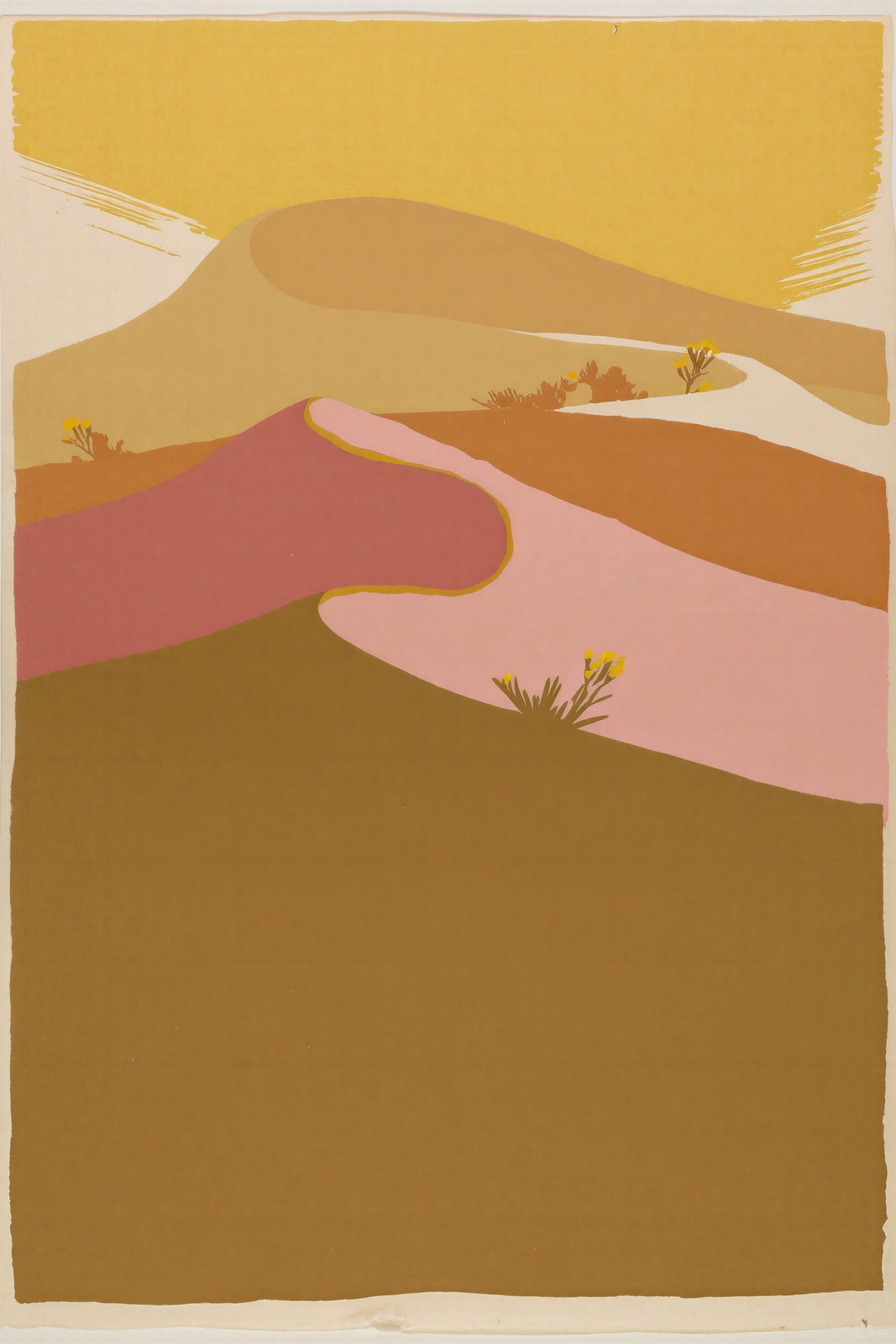 Risograph Desert Dunes Art Print | Geometric Wall Art in Ochre and Rose — grid