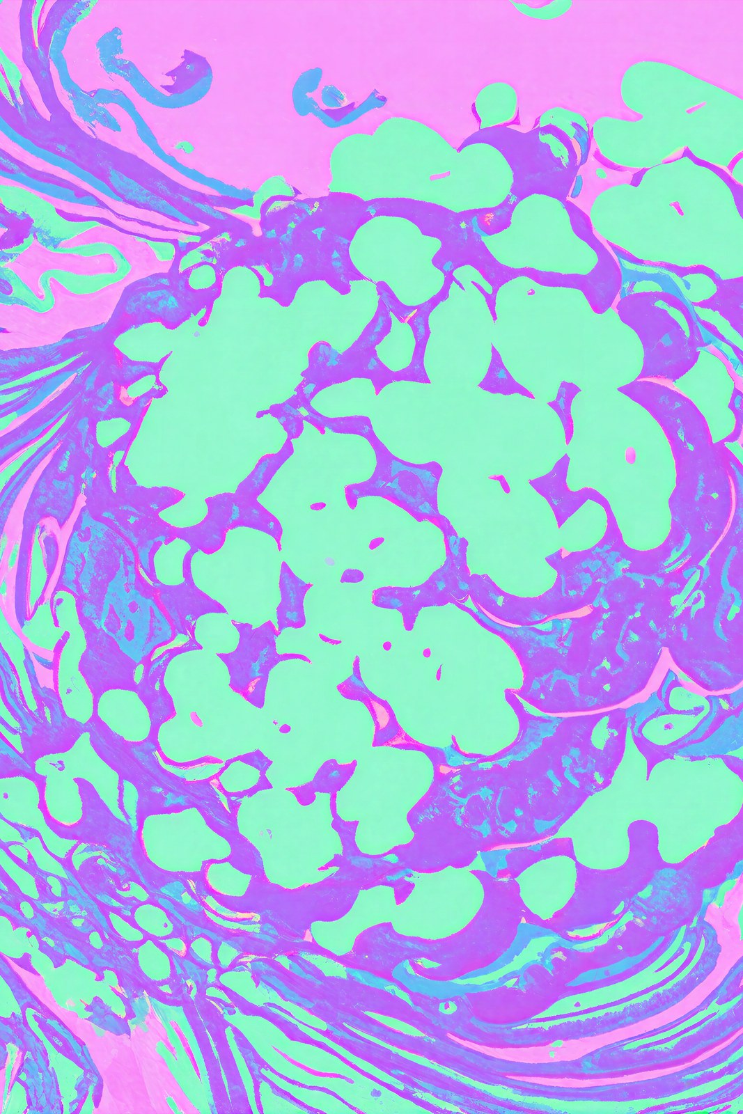 Exotoxin Bloom, Risograph Art Print | Molecular Abstract Wall Art in Luminous Pastels — grid