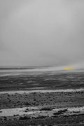 Parched Wind, Graphite Landscape Wall Art | Minimalist Monochrome Art Print with Sulphur Accent — grid