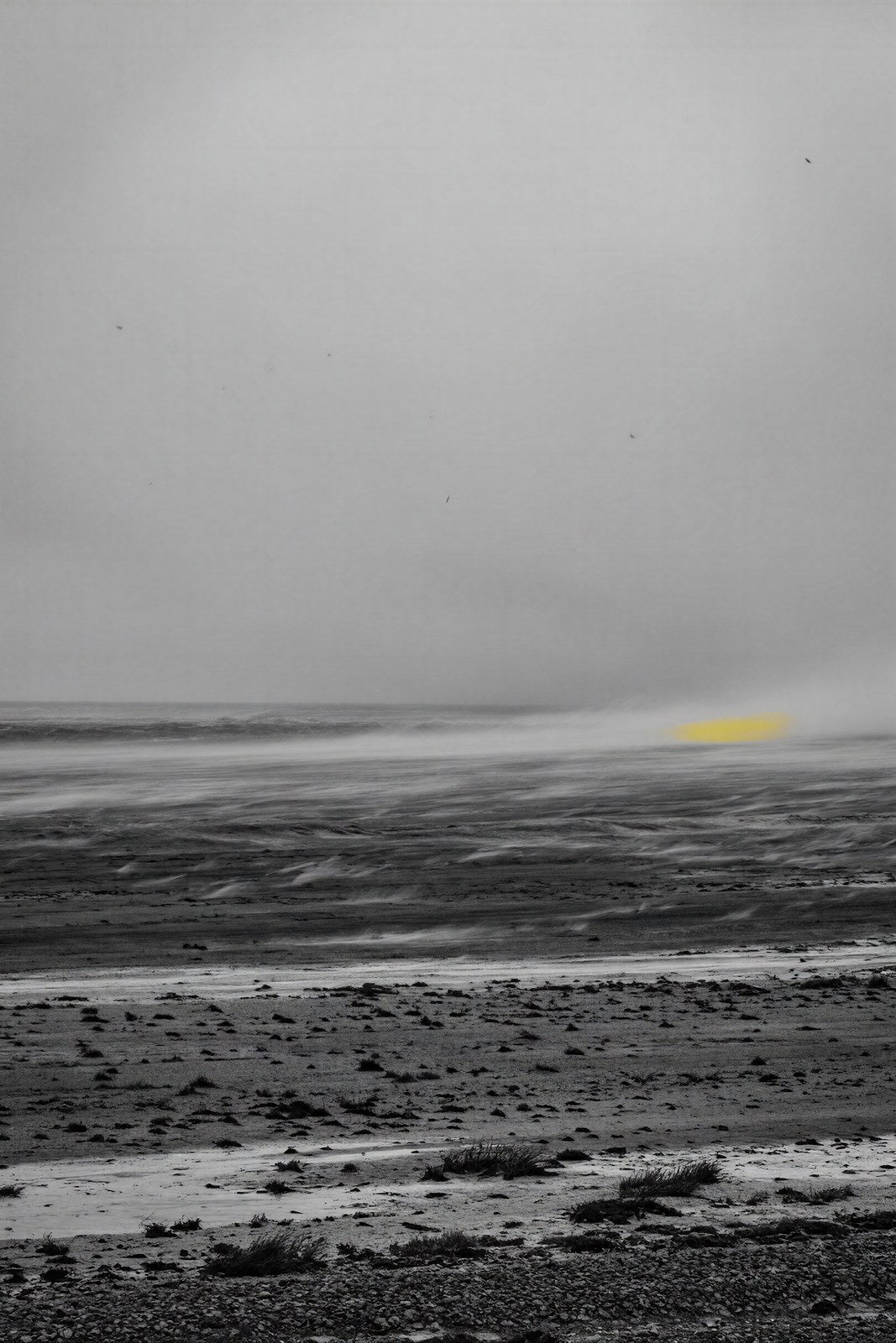 Parched Wind, Graphite Landscape Wall Art | Minimalist Monochrome Art Print with Sulphur Accent — grid