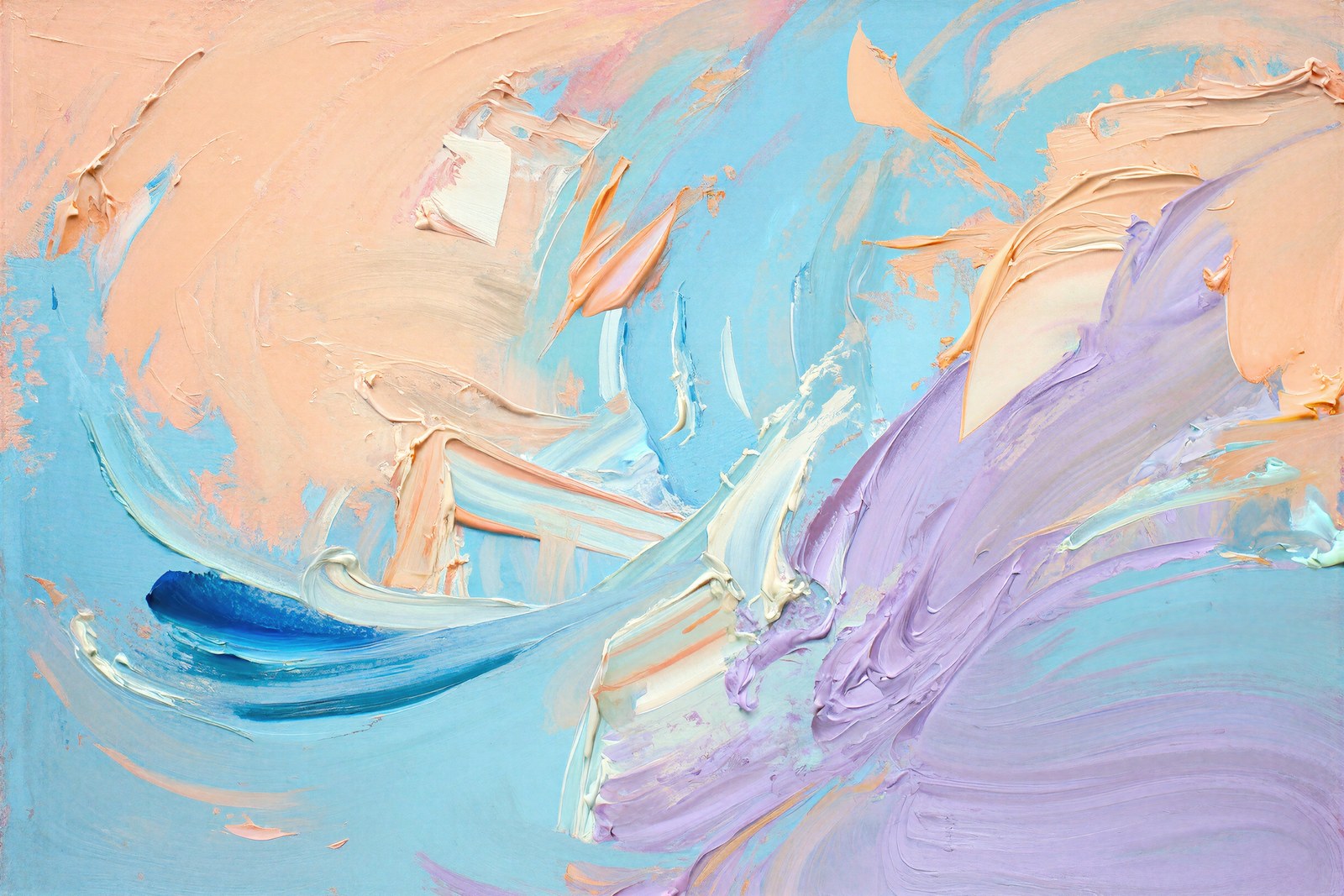 Ethereal Impasto Wall Art | Abstract Gestural Art Print | Pastel Peach Blue Lavender | Framing-Ready — grid