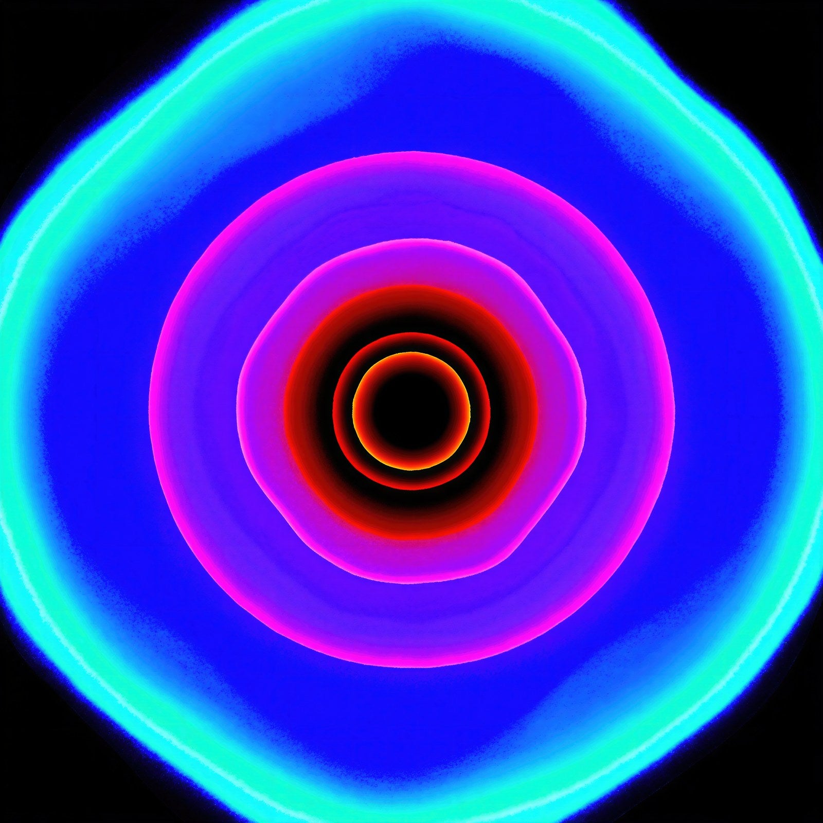 Hypnagogic Vortex, Psychedelic Tunnel Wall Art Print | Neon Turquoise Magenta Deep Indigo — grid
