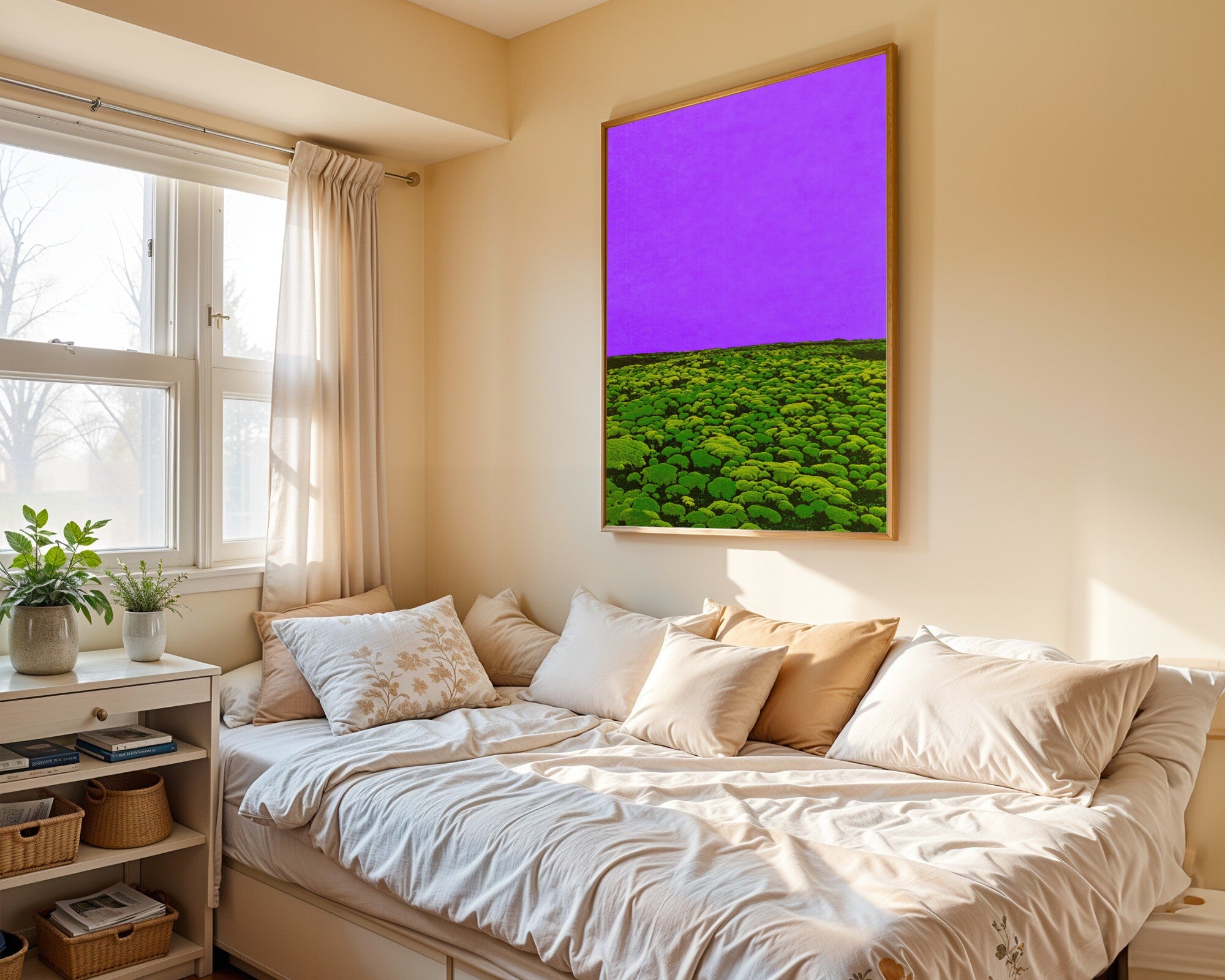 Amethyst Horizon, Risograph Art Print | Abstract Landscape Wall Art — room-p-bed-gold