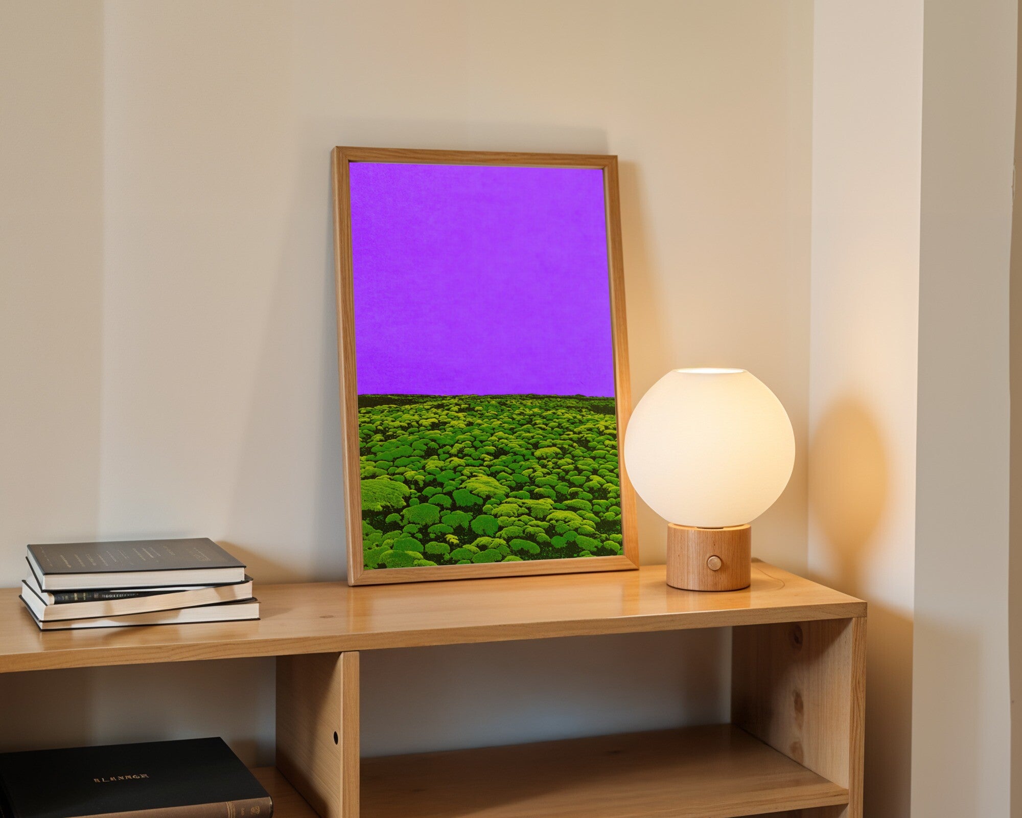 Amethyst Horizon, Risograph Art Print | Abstract Landscape Wall Art — room-p-shelf-wood