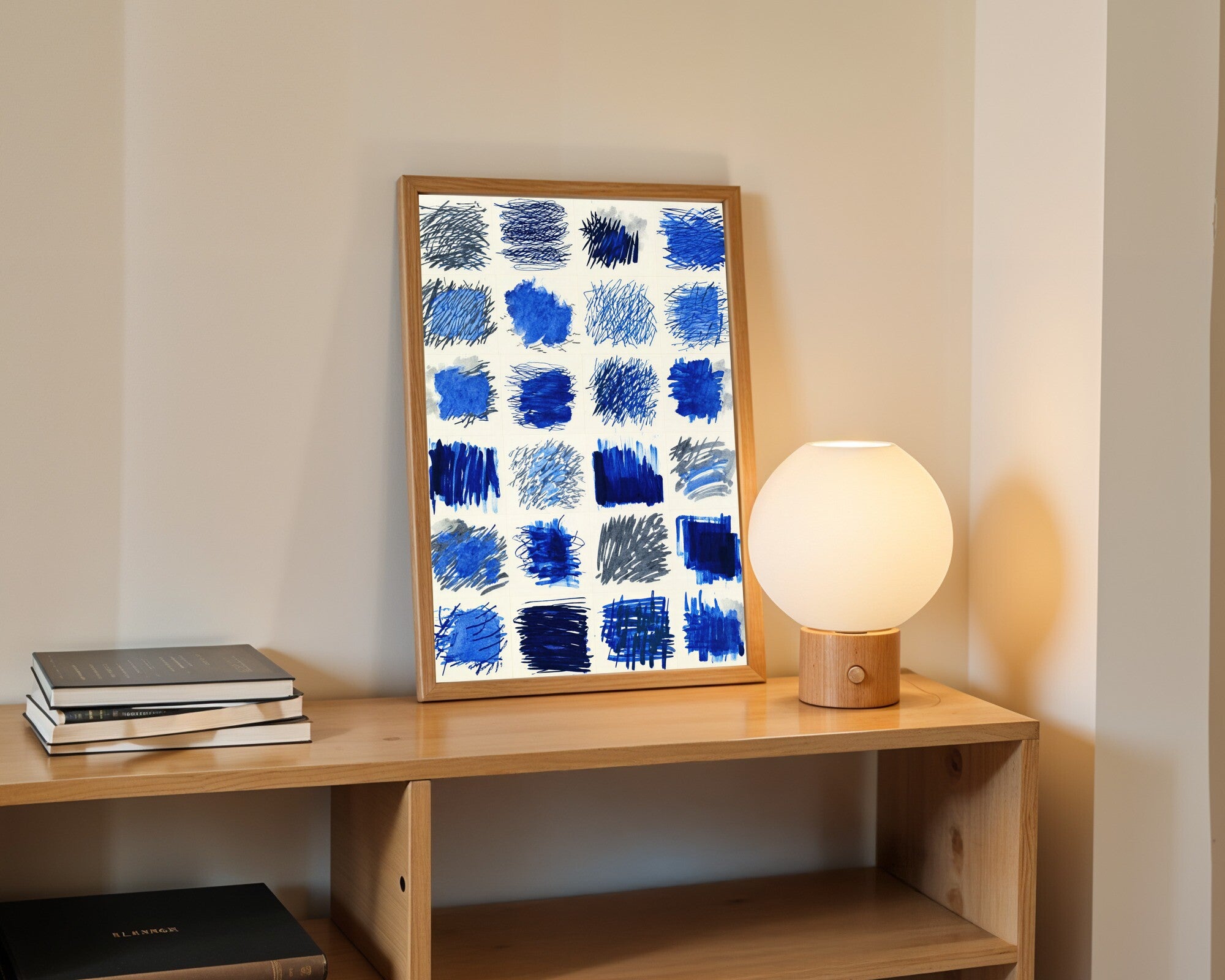 Morphic Studies, Gestural Abstract Wall Art | Nocturne Blues Charcoal Print — room-p-shelf-wood