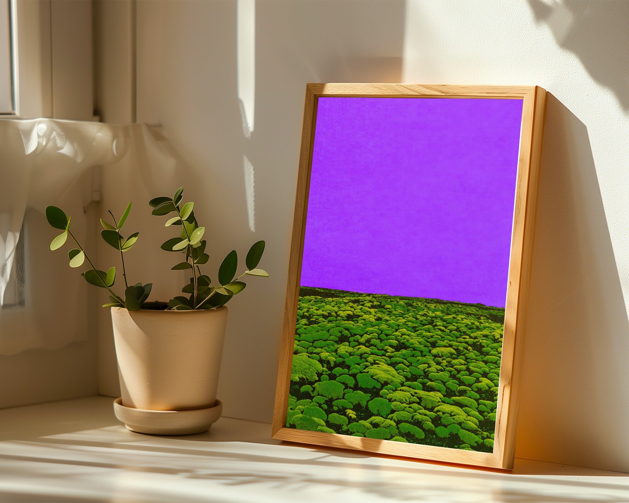 Amethyst Horizon, Risograph Art Print | Abstract Landscape Wall Art — room-p-sill-wood