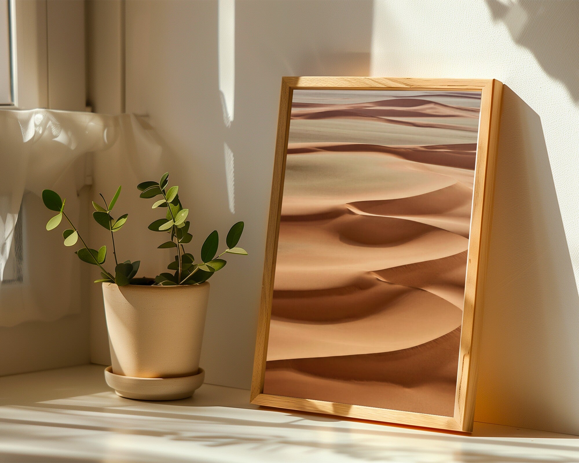 Terracotta Sweep, Abstract Art Print | Earth Tone Wall Art | Contemporary Home Decor — room-p-sill-wood
