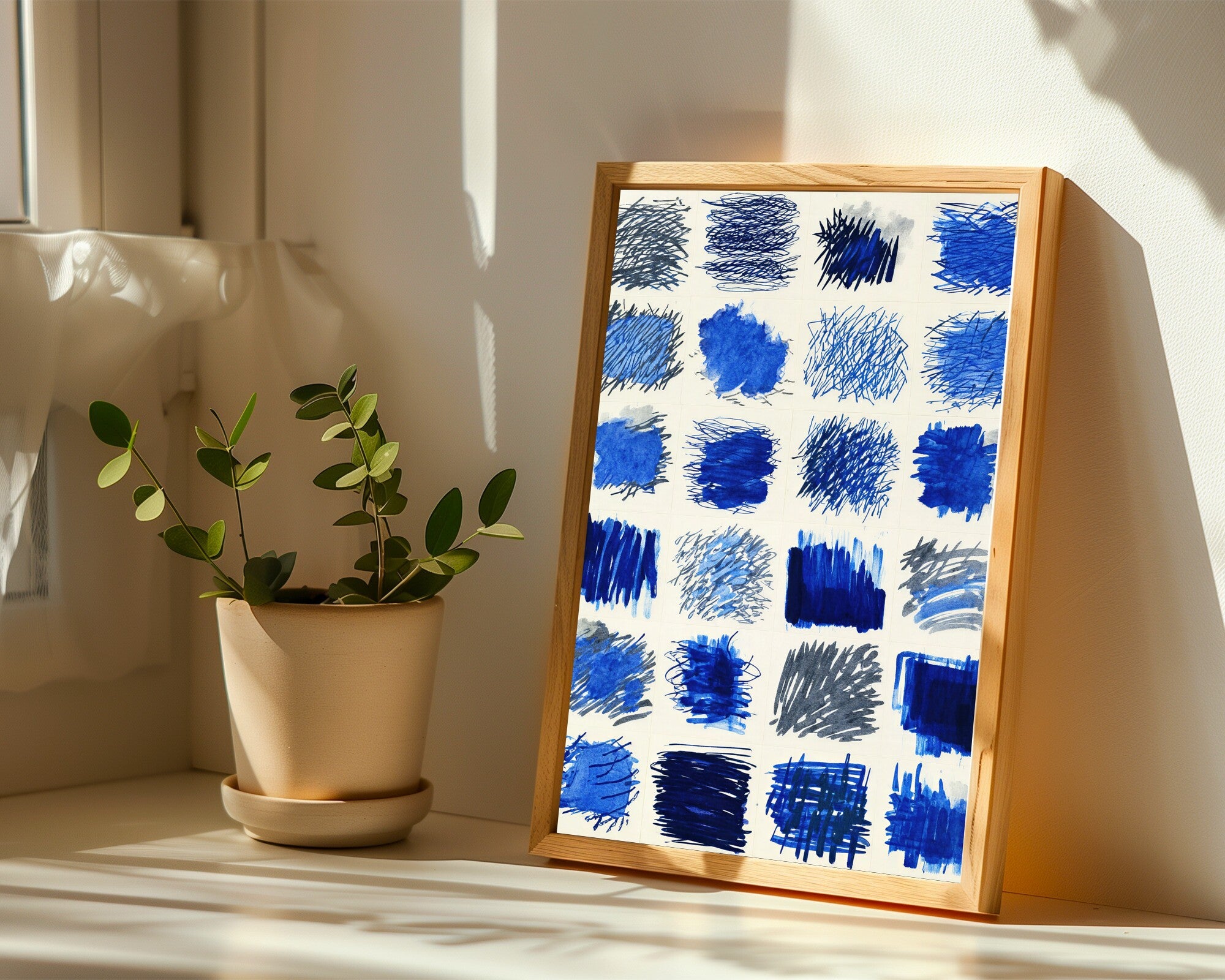 Morphic Studies, Gestural Abstract Wall Art | Nocturne Blues Charcoal Print — room-p-sill-wood