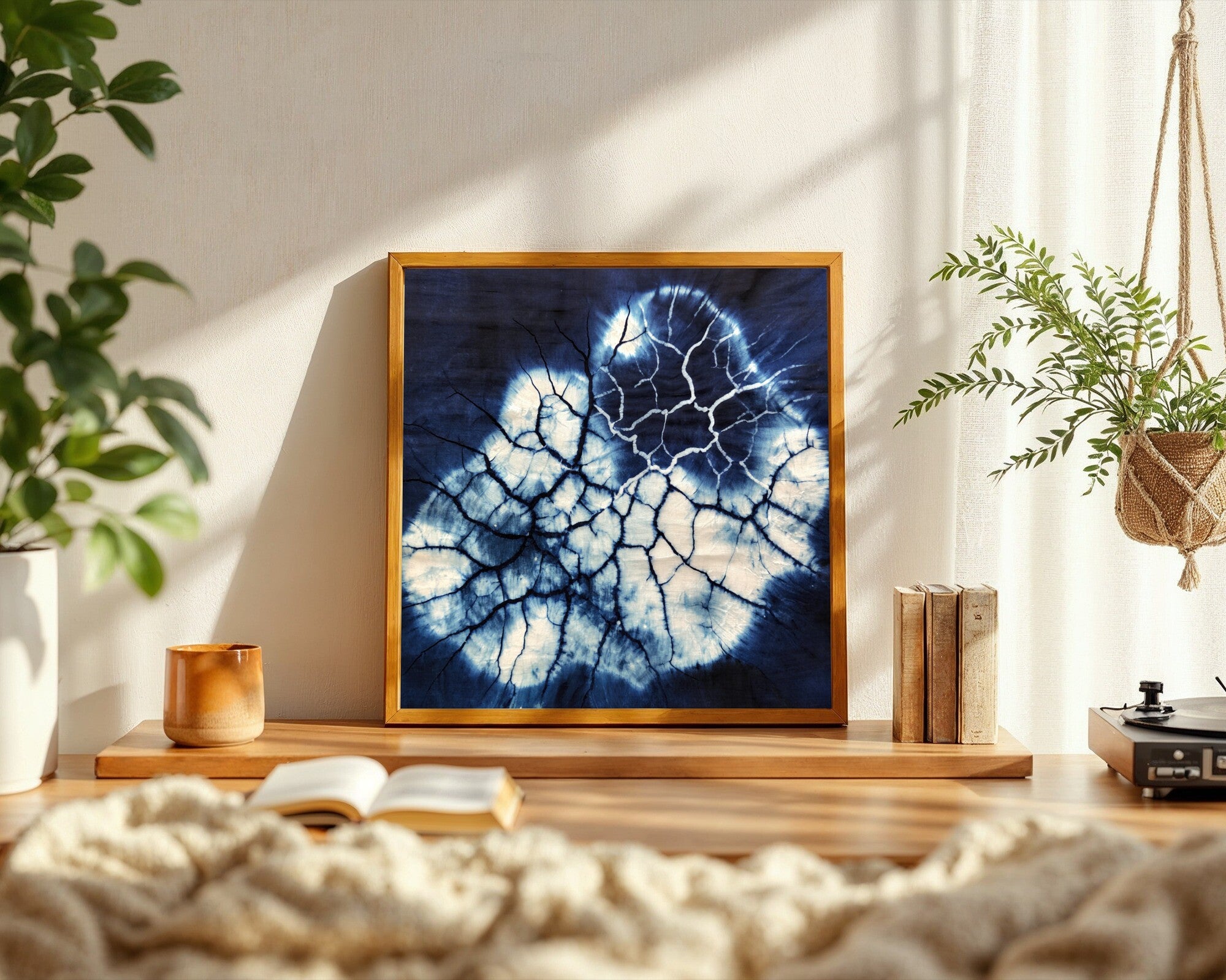 Fluid Silhouettes Art Print, Monochrome Batik Wall Art | Obsidian & Pearl Abstract — room-s-clean