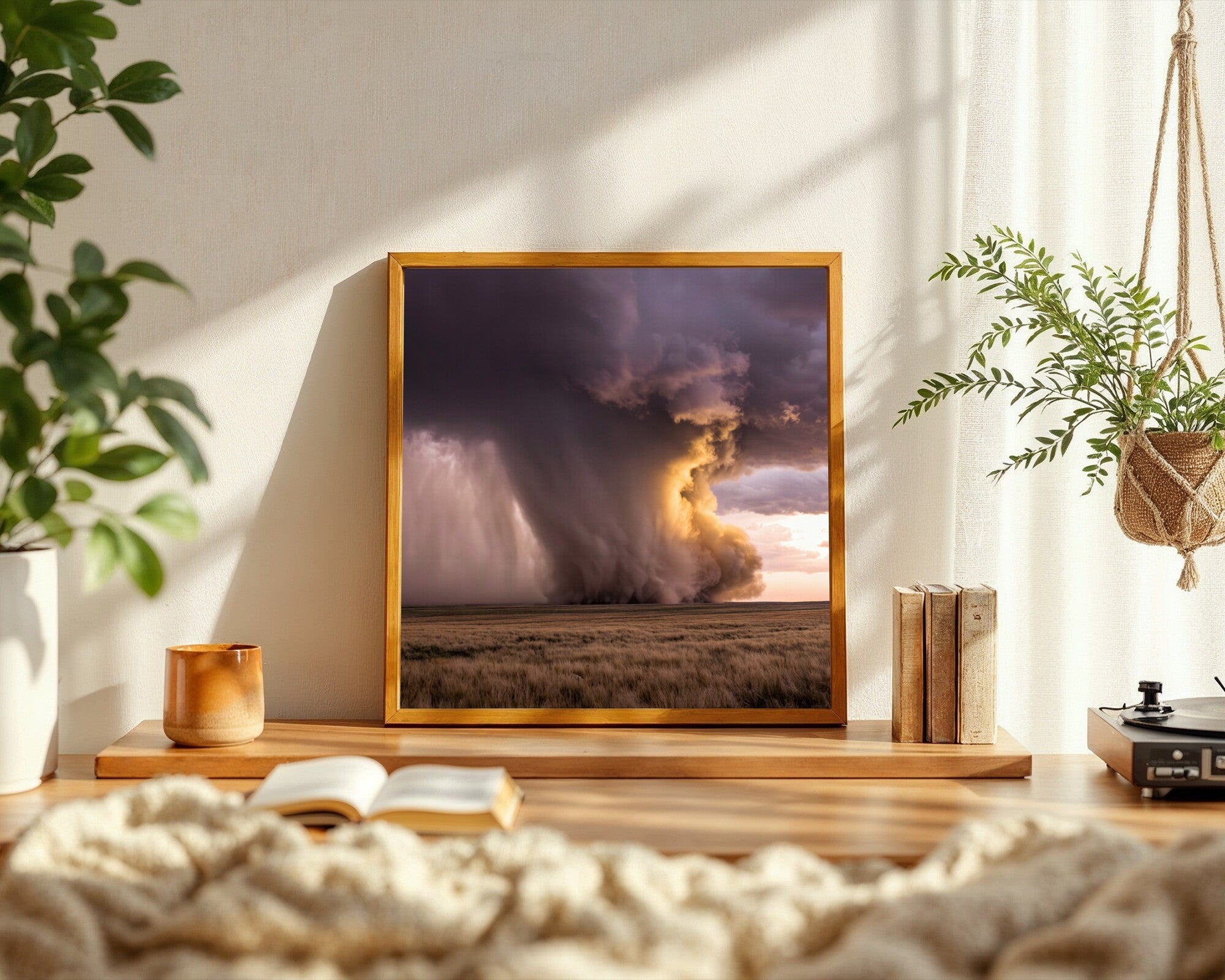 Into the Supercell, Storm Art Print | Dramatic Dusk Wall Art | Deep Purple and Gold Sky — room-s-clean
