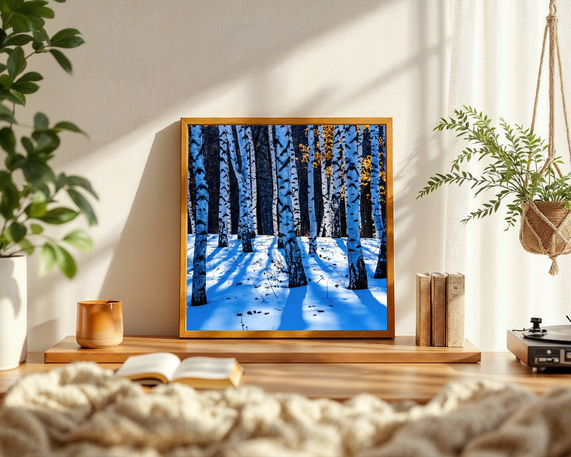 Winter Birch Forest Art Print | White Trunks Blue Shadow Snow | Nature Wall Art — room-s-clean