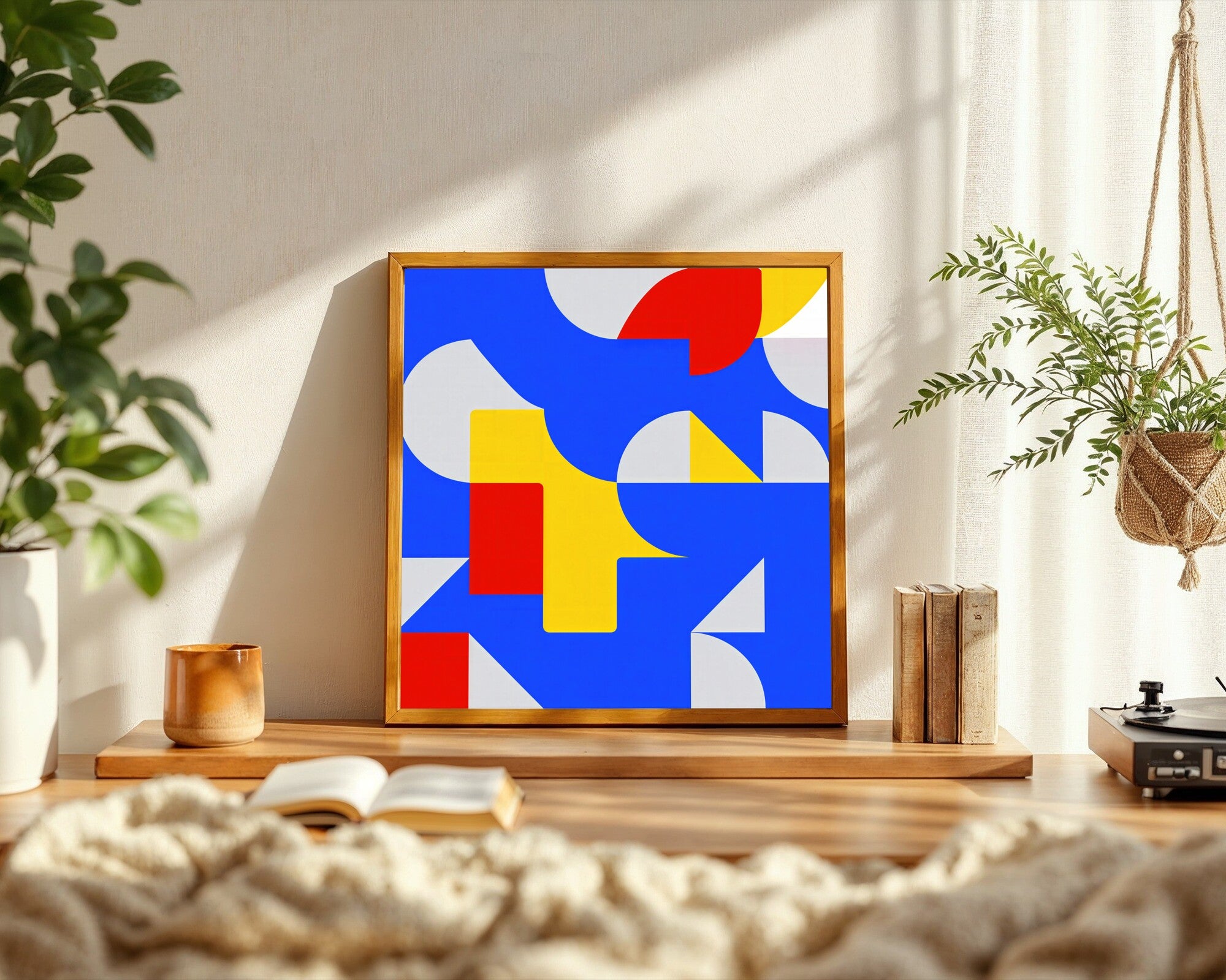 Color Wheel Geometry Wall Art, Interlocking Trapezoid Art Print, Bold Spectrum Abstract — room-s-clean