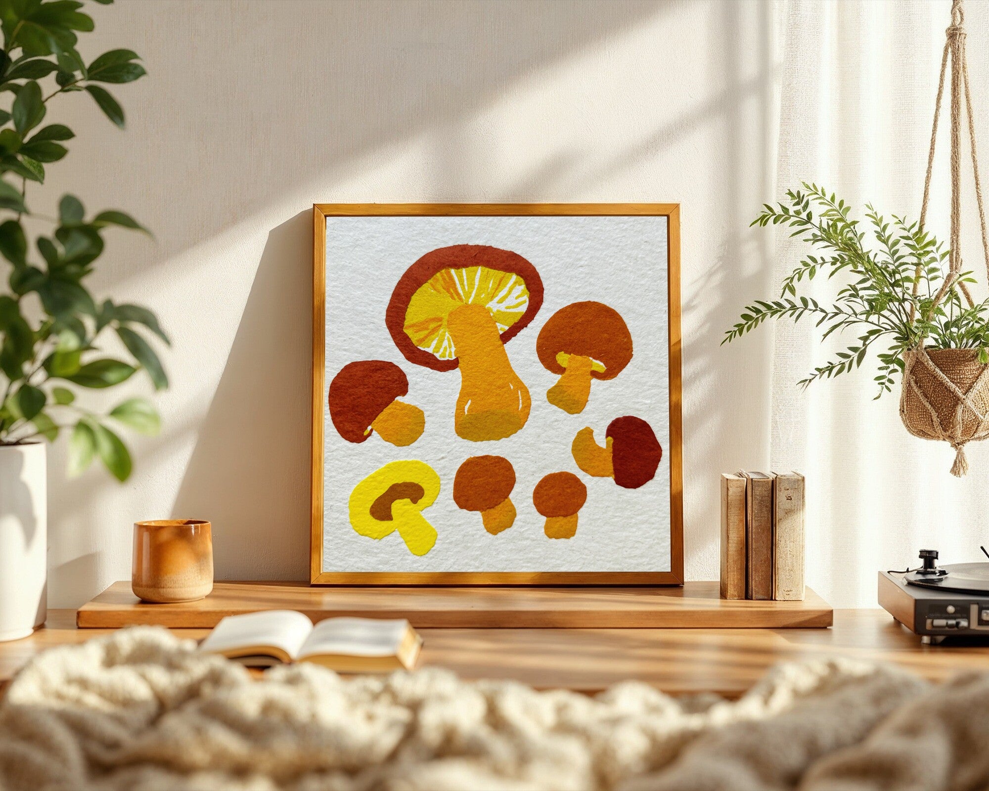 Earthstar Mushroom Art Print | Terracotta Botanical Wall Art — room-s-clean