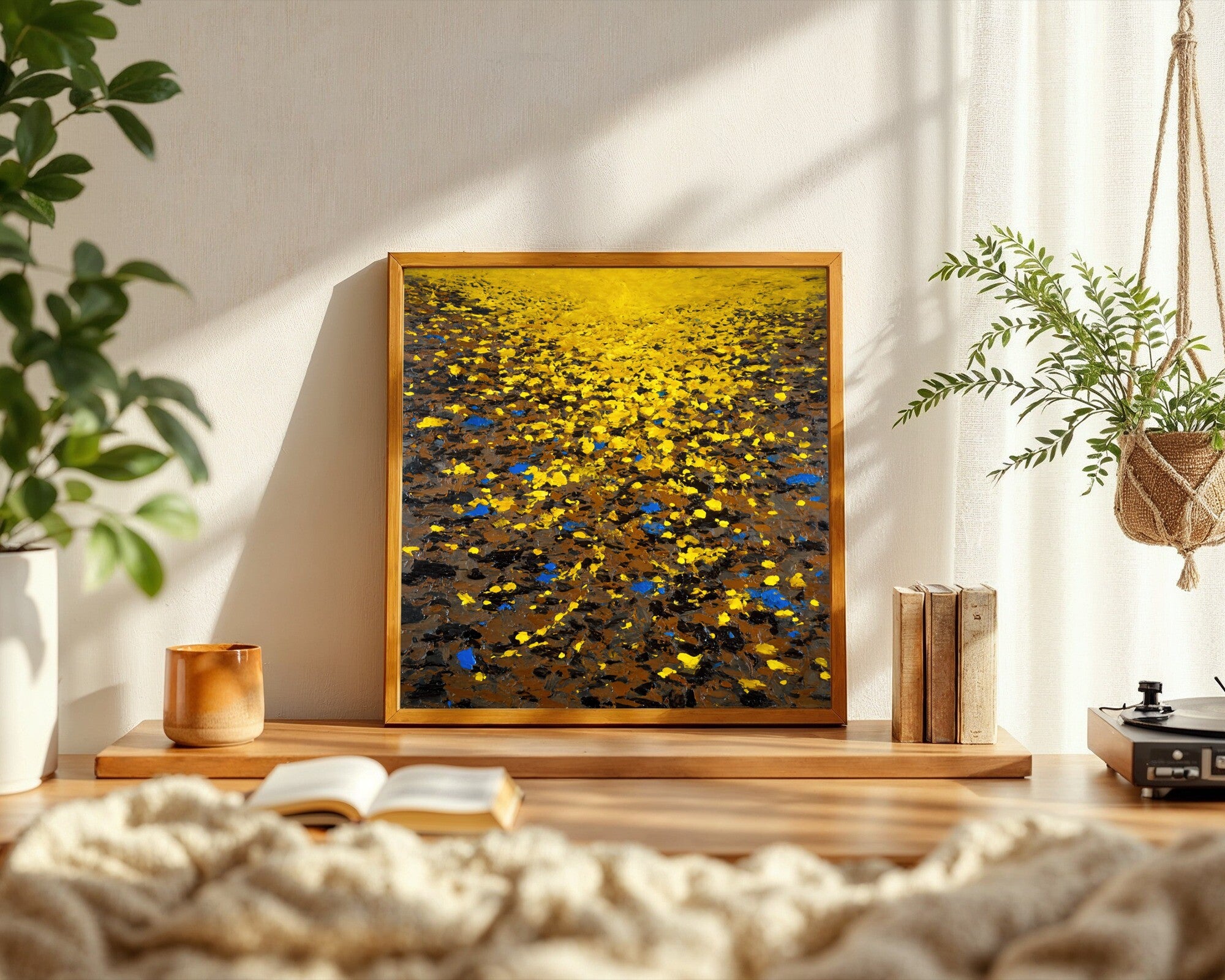 Dark Eruption, Abstract Expressionist Art Print | Cobalt Blue Burnt Sienna Wall Art — room-s-clean