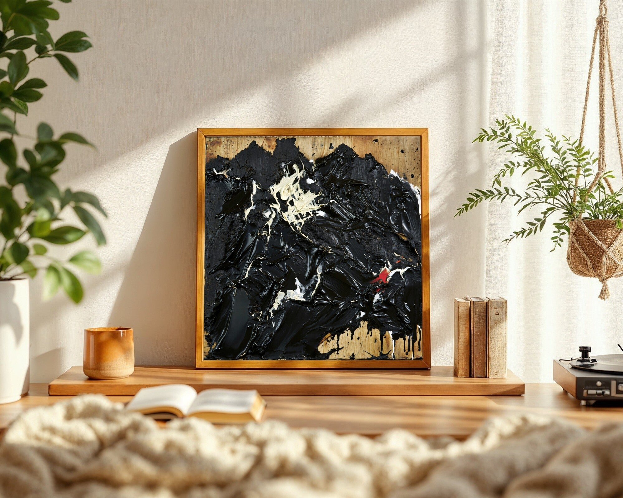 Each Session an Archaeology · Abstract Expressionist Art Print | Near-Black & Bone White Wall Art — room-s-clean