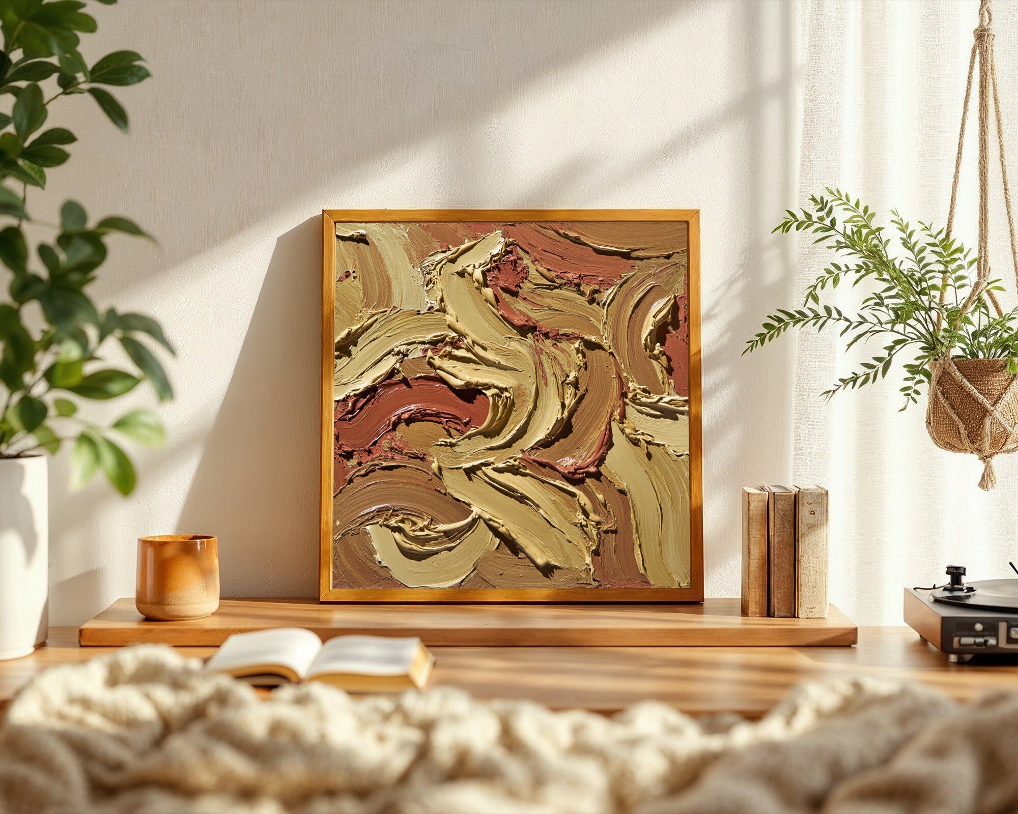 Gestural Impasto Art Print | Abstract Earth Tones Wall Art | Ochre Terracotta Textural Decor — room-s-clean