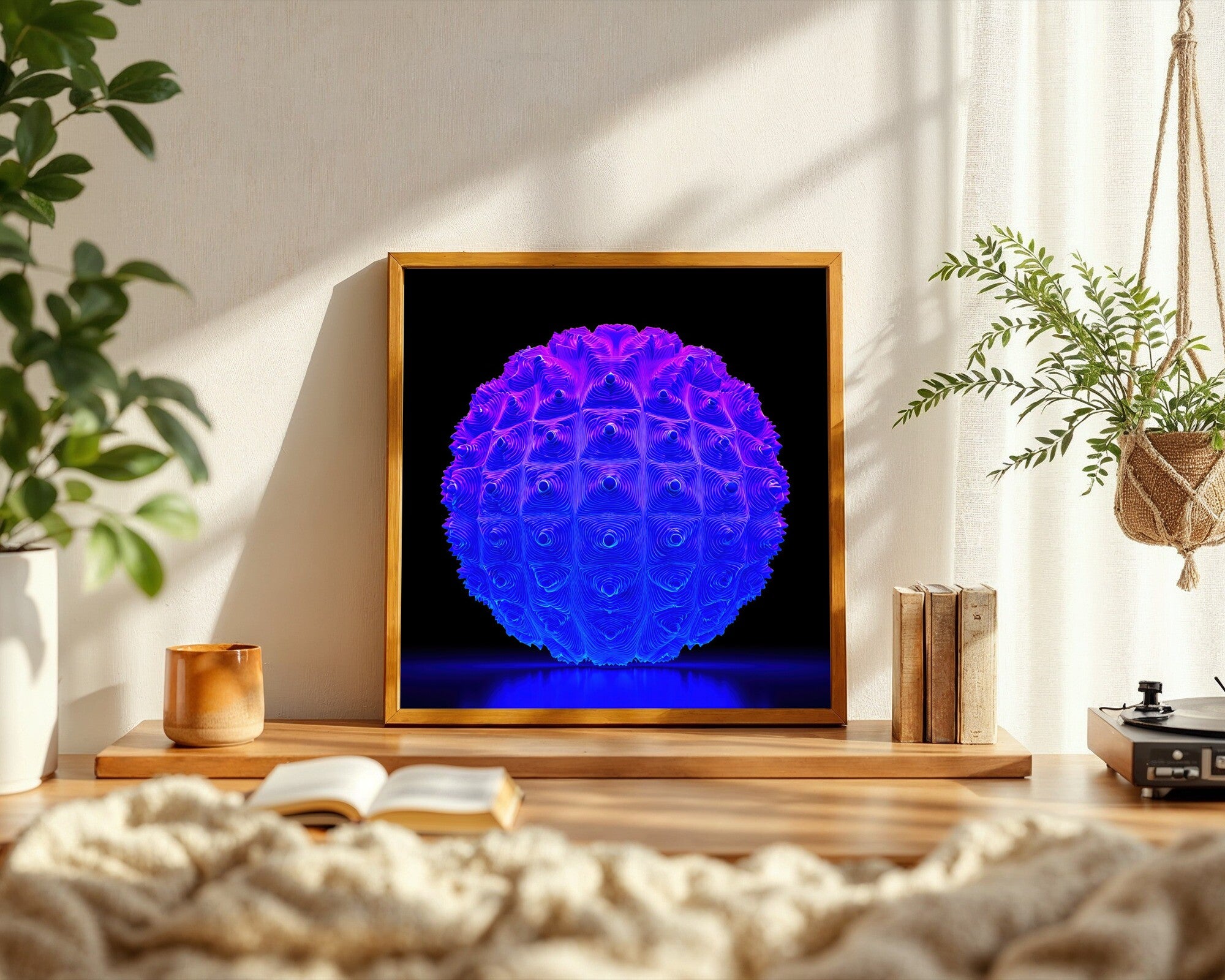 Voronoi Depths, Generative Abstract Art Print | Deep Violet to Cyan Wall Art | Cellular Architecture — room-s-clean