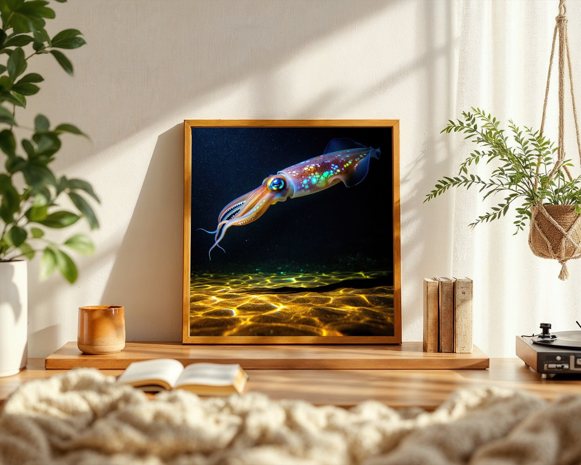 Bioluminescent Giant Squid Art Print | Deep Sea Wall Art | Moody Ocean Photography — room-s-clean