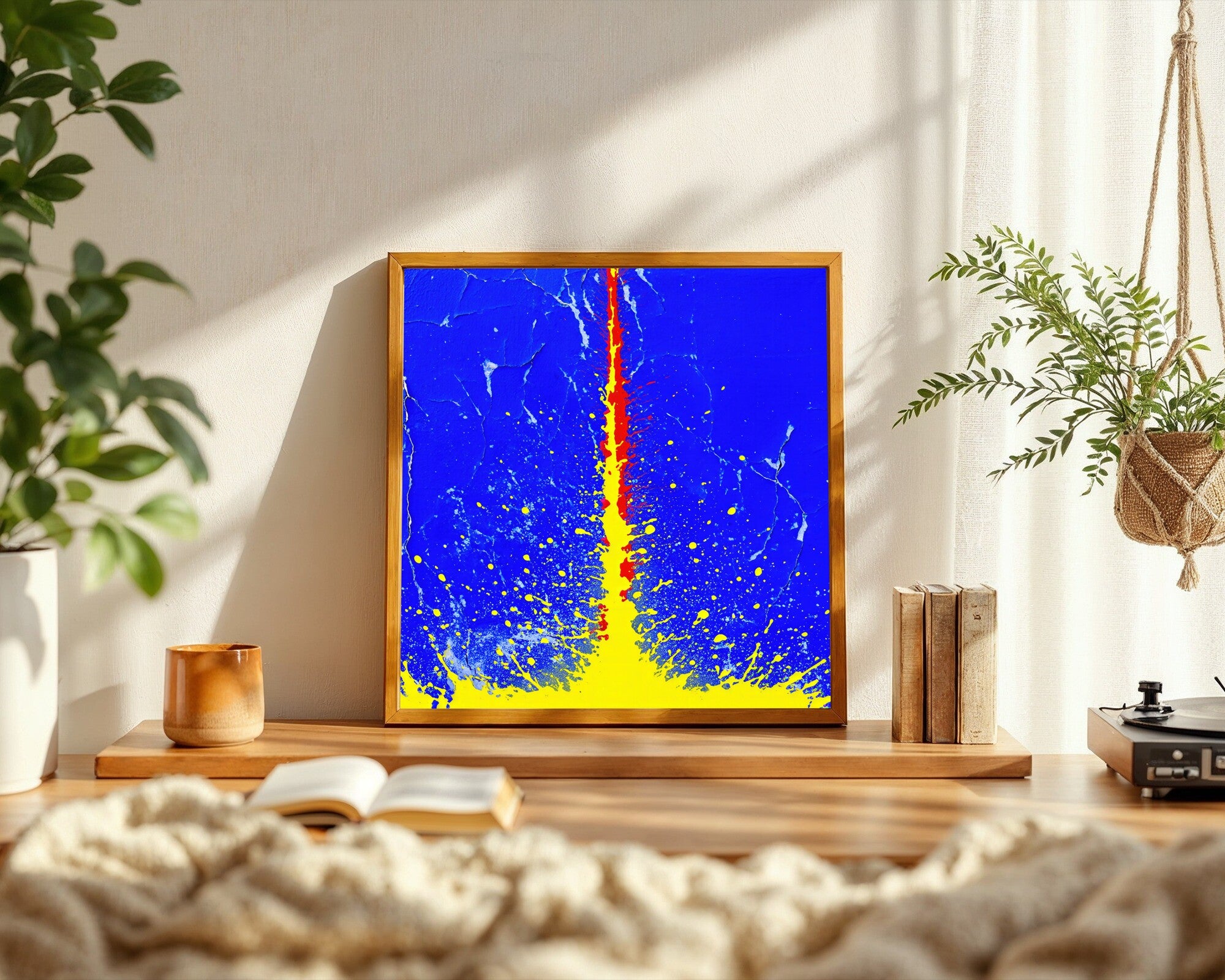 Primary Surge, Abstract Art Print | Ultramarine, Scarlet & Yellow Wall Art — room-s-clean