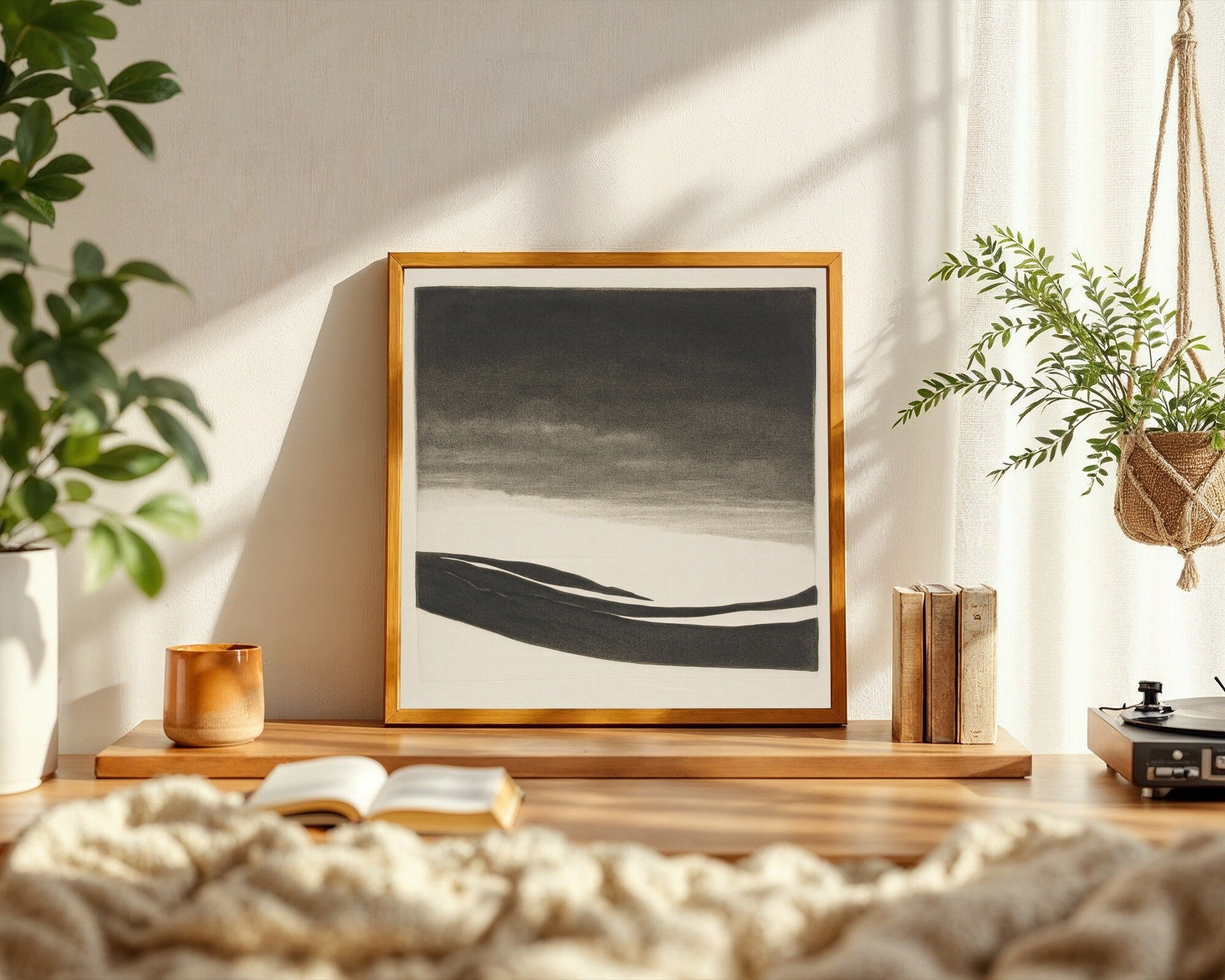 Mezzotint Landscape Art Print, Velvety Black & Grey Wall Art | Aquatint Square Giclée — room-s-clean