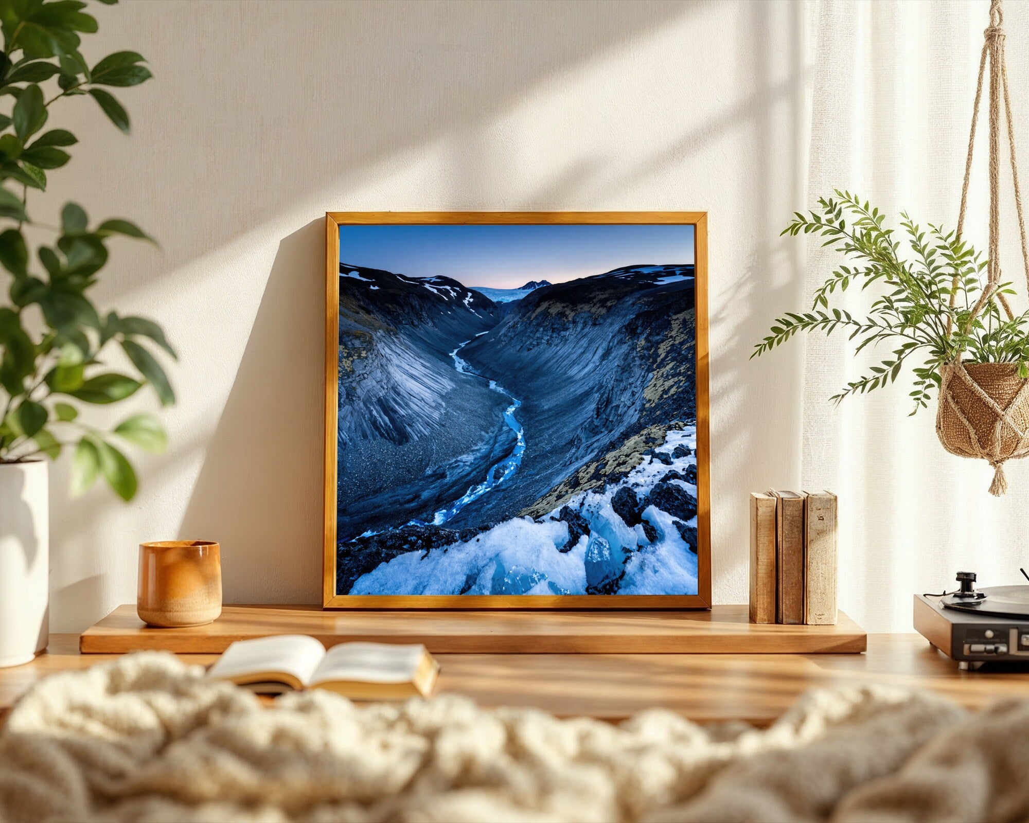 Blue Hour Glacial Valley Wall Art | Pre-Dawn Alpine Landscape Art Print — room-s-clean
